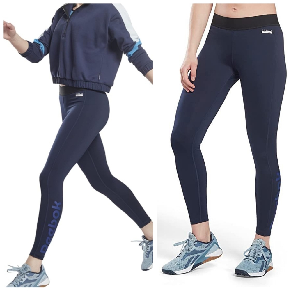 Reebok Core 10 Sweat-Wicking Legging | Navy | Size S | NWT | Mid-Rise Athletic